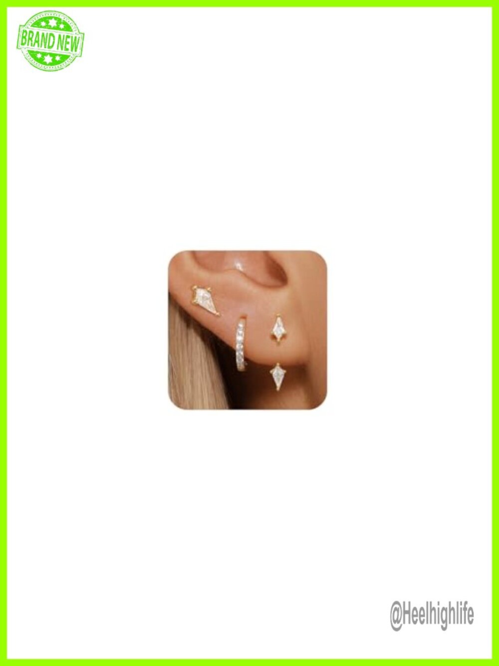 3 Pairs Stackable Kite Hoop Earrings Set for Women Trendy Gold Filled CZ Huggie
